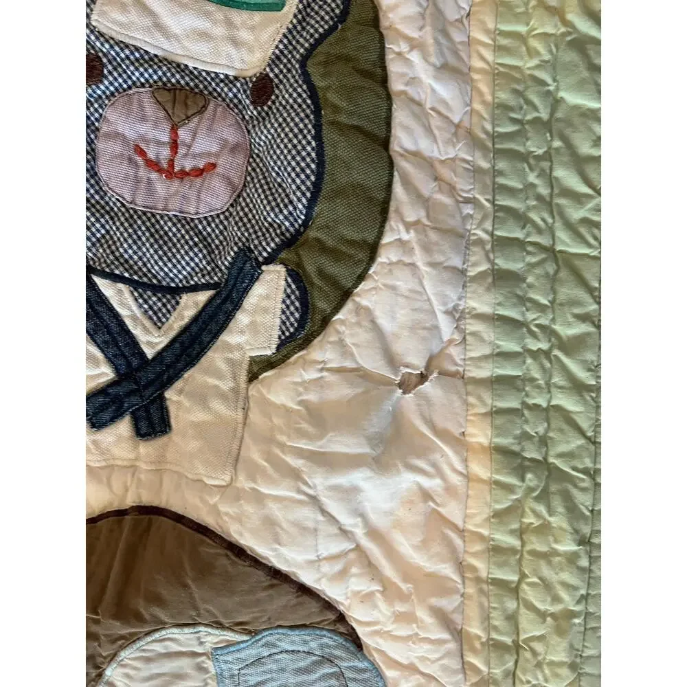 Whimsical Land of Nod Animal Crib Quilt Baby Blanket Play Mat Nursery Decor
